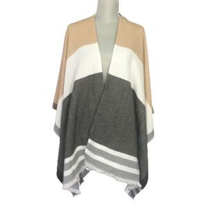 Apt. 9 Cream, Grey, and Tan Striped Shawl Size OS
